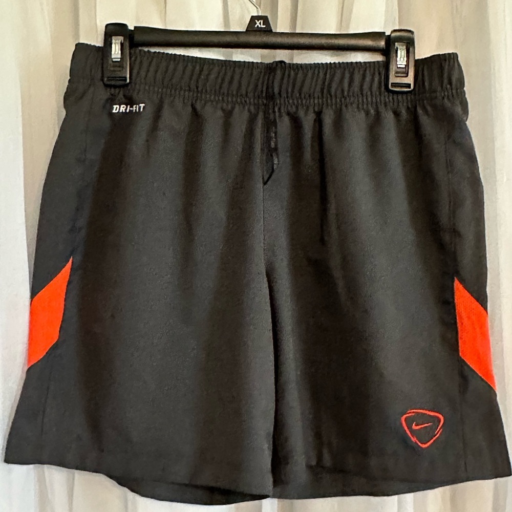 Nike Black Athletic Shorts with Red Panels - Picture 1 of 6